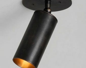 Mid Century Modern Brass Spotlight Ceiling Light Adjustable Stilnovo Fixture Directional Flush Mount Vintage Italian Lighting Decor