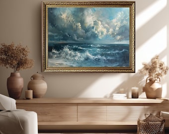 額装された海岸風景画：岩に打ち付ける波 - Etsy 日本