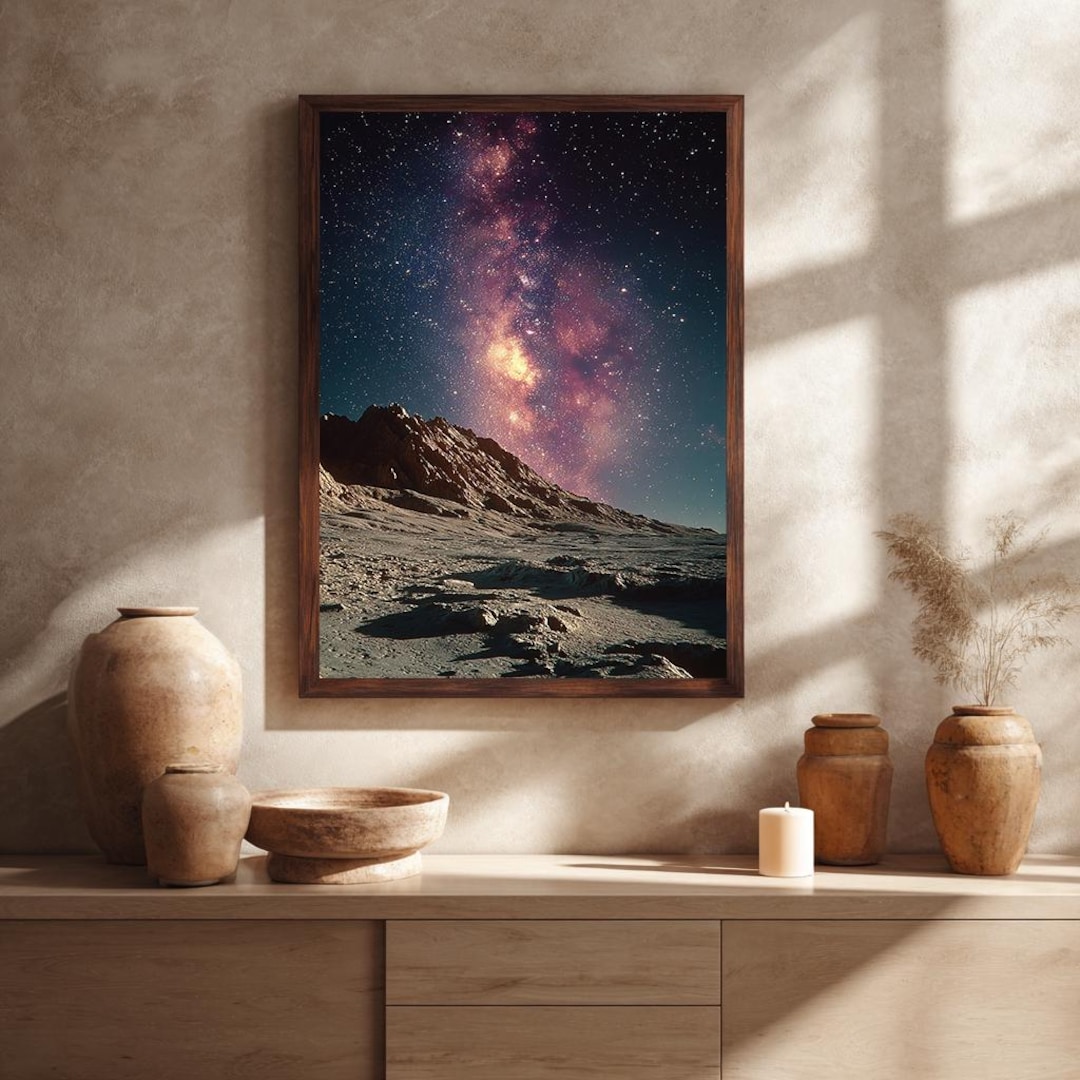 Milky Way Galaxy Night Sky Mountain Landscape Canvas Print Cosmic Stars ...