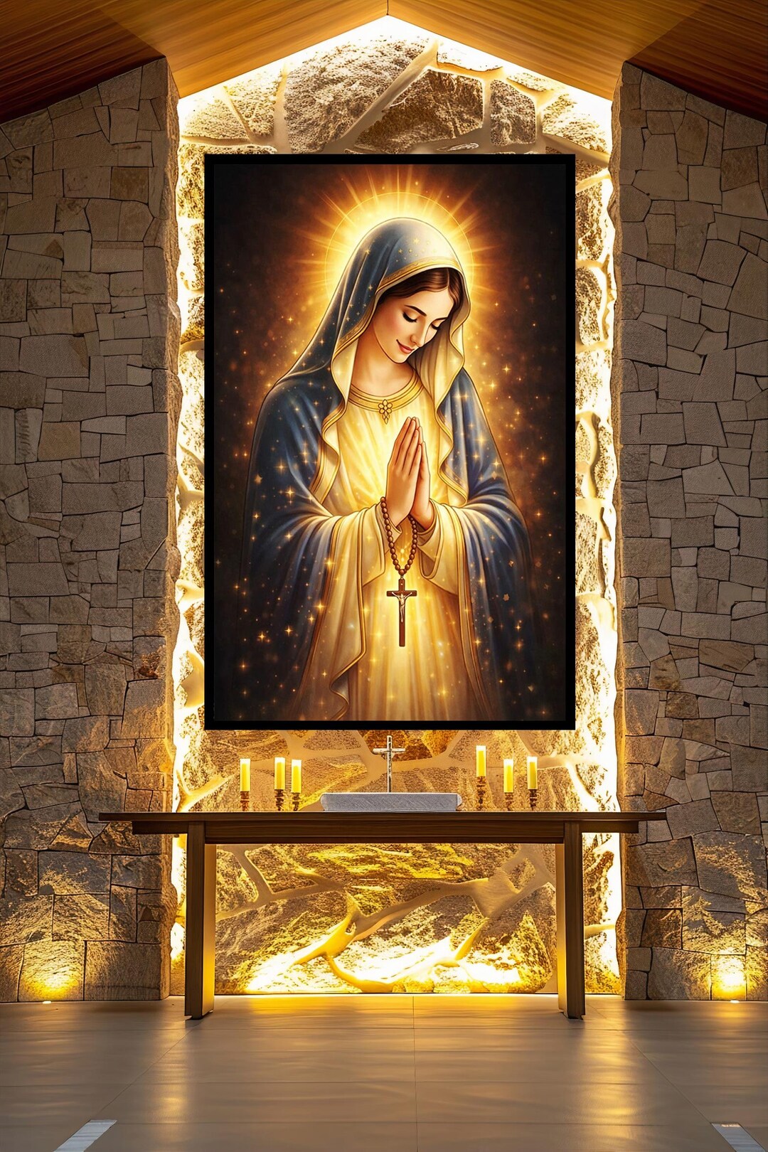 Virgin Mary Praying Canvas Print, Sacred Madonna Religious Wall Art ...