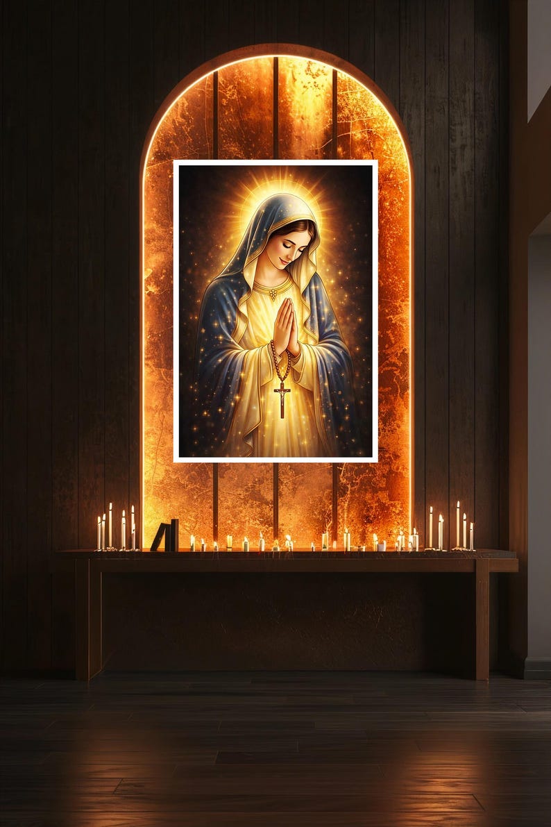 Virgin Mary Praying Canvas Print, Sacred Madonna Religious Wall Art ...