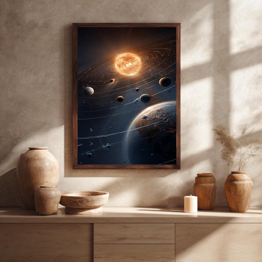 Solar System Canvas Art Print, Realistic Space Poster With Planets and ...