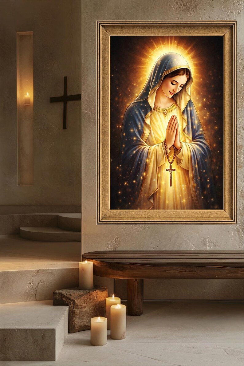 Virgin Mary Praying Canvas Print, Sacred Madonna Religious Wall Art ...