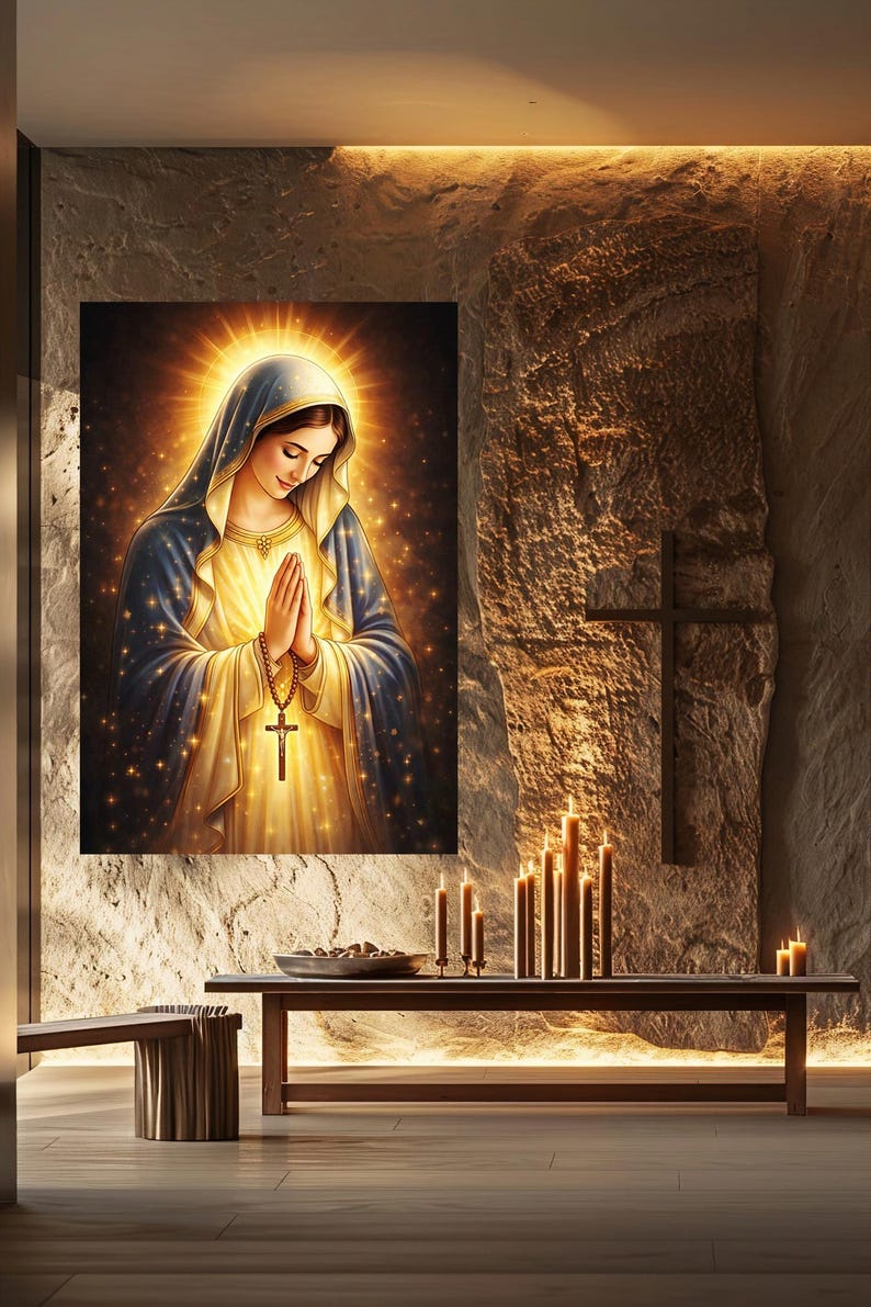 Virgin Mary Praying Canvas Print, Sacred Madonna Religious Wall Art ...