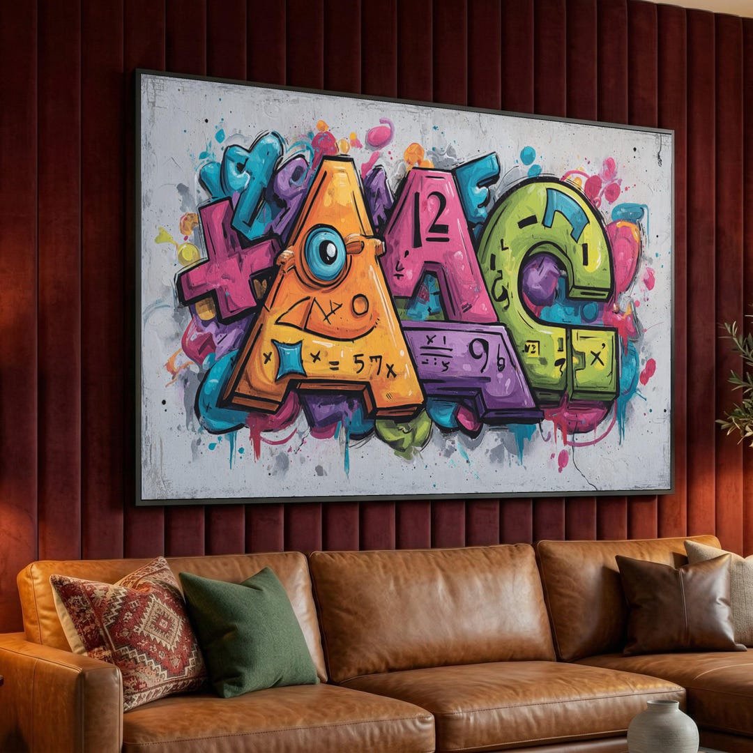 Colorful Graffiti Math Art Canvas, Urban Wall Art Design, Educational ...
