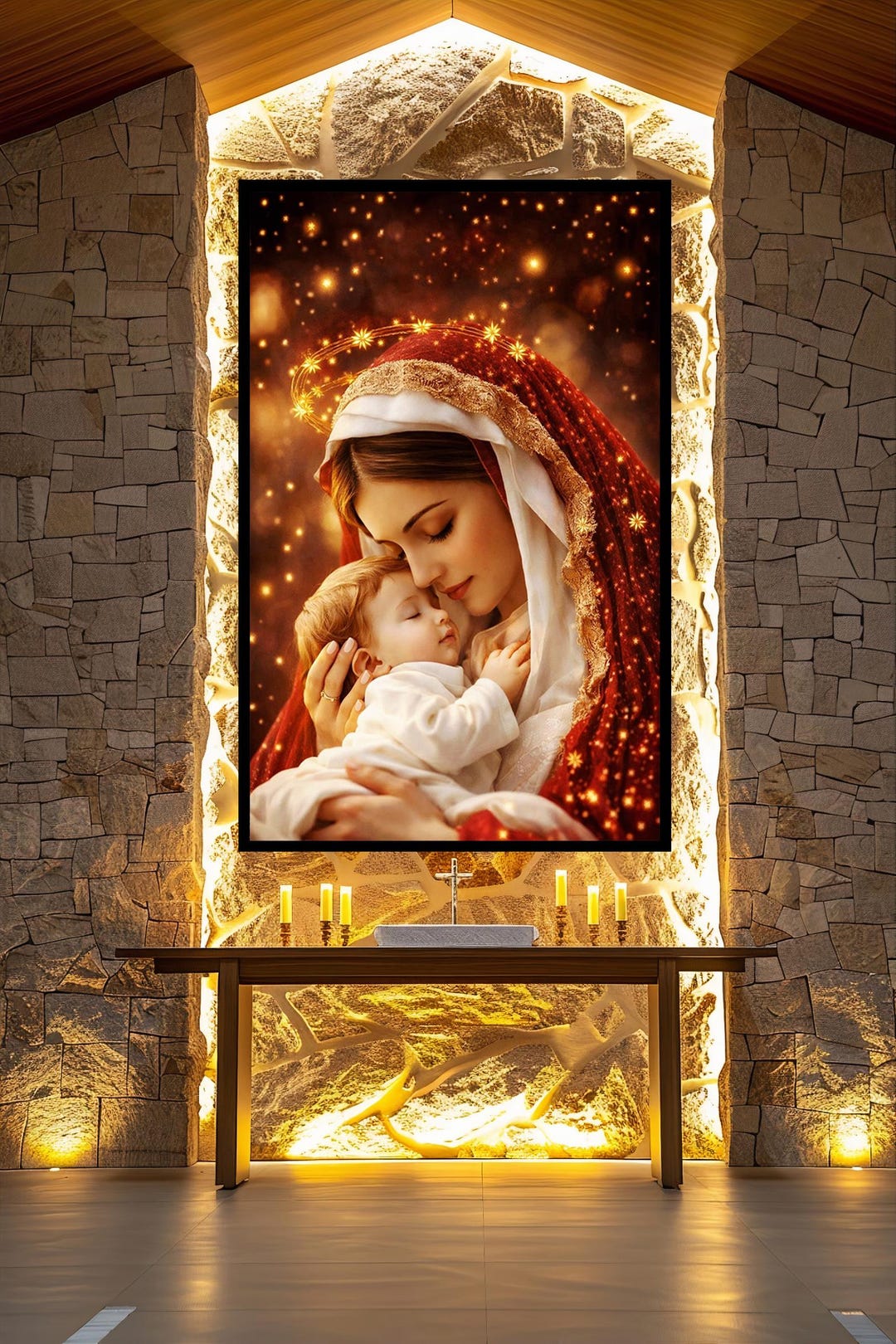 Virgin Mary and Baby Jesus Canvas Print, Madonna and Child Religious ...