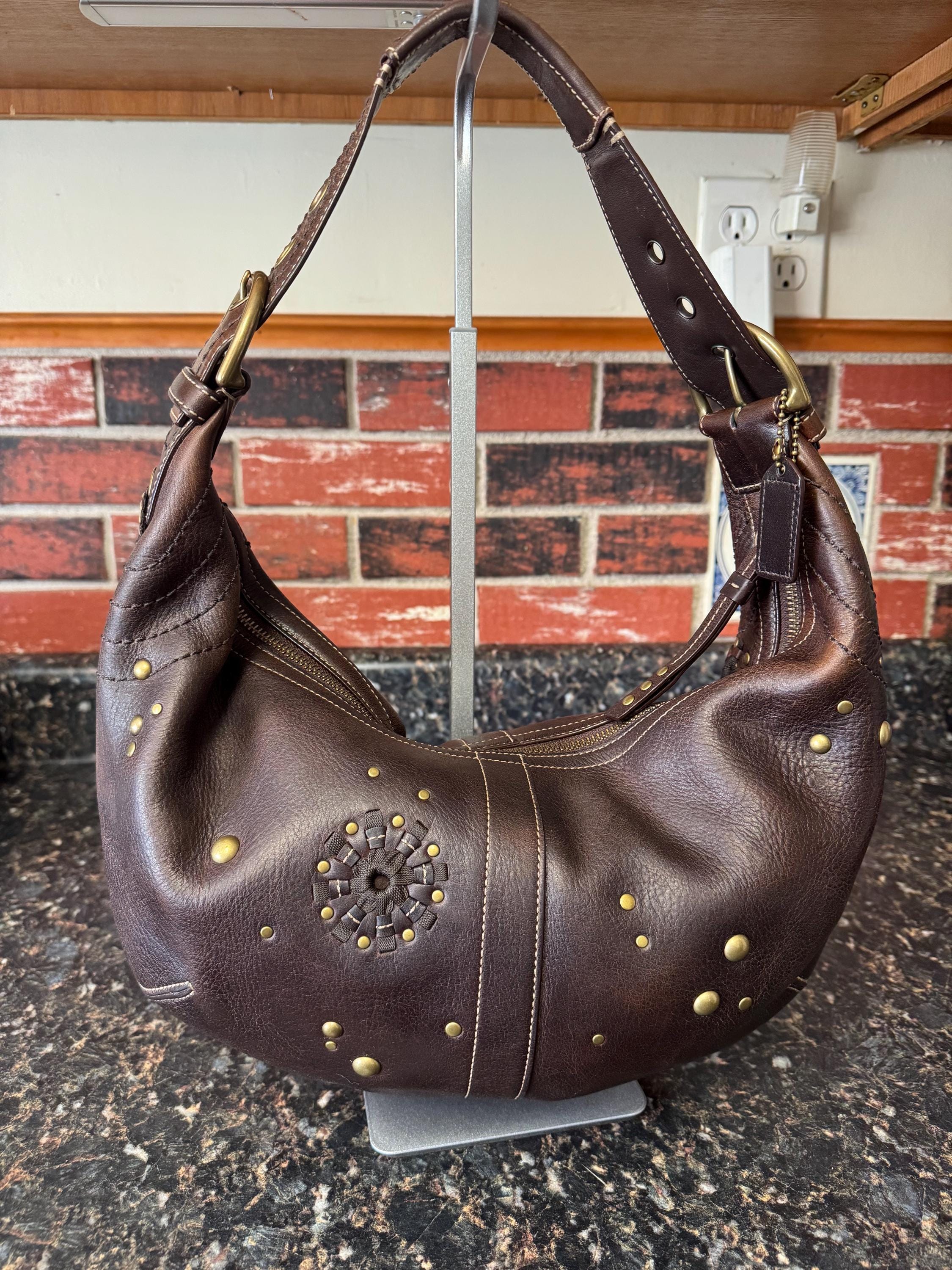 バッグ Vintage Coach Studded One Shoulder Bag Studded Hobo Bag Coach - Etsy