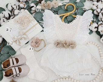 Rustic Lace Baby Romper: Boho First Birthday Outfit