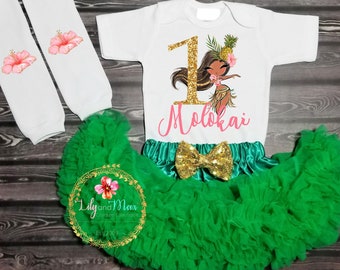 Luau Birthday Girl Outfit, Hawaiian birthday girl tutu, Tropical 1st Birthday Outfit, 1st birthday Luau outfit,Pineapple hawaiian outfit