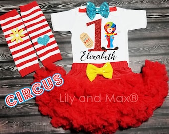 Circus birthday girl outfit, Carnival birthday Outfit, Circus clown girls outfit, Circus birthday tutu set, Circus theme smash cake outfit