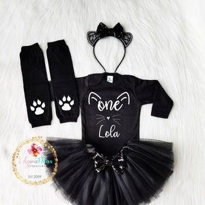 Halloween Cat Outfit, 1st Halloween CAT outfit, cat birthday outfit, Halloween girl smash cake outfit, Girls CAT birthday Outfit