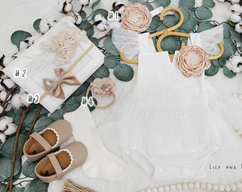 Lace Baby Romper: Rustic Boho 1st Birthday Outfit