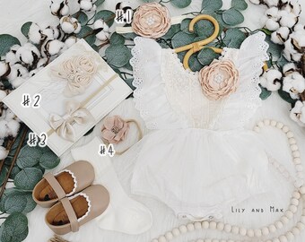 Rustic Lace Baby Romper: Boho 1st Birthday Outfit