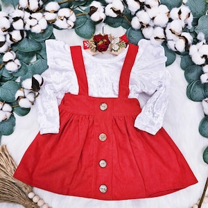 Christmas baby outfit, 1st birthday Christmas Baby girls suspender skirt outfit, Boho girl outfit,1st Christmas baby girl outfit