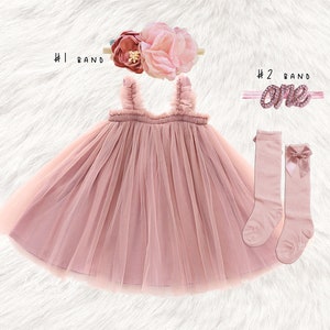 1st birthday baby girls fluffy dress, Rustic mauve gold birthday tutu dress, 1st birthday dusty rose gold baby dress girl outfit, baby dress