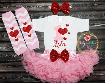 Valentine's birthday girl outfit, Birthday Girls Outfit, first birthday outfit,Valentine's day birthday outfit,Valentine's smash cake outfit