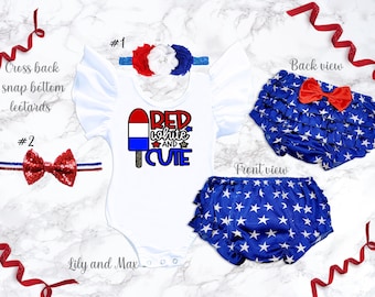 Patriotic Girl Outfit, Stars & Stripes Bloomer Set