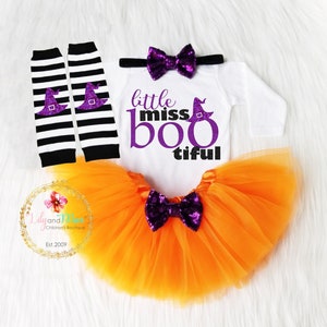 Baby Girl Halloween Costume Outfit, 1st Halloween outfit, little miss boo-tiful, Halloween girl smash cake outfit, Girls Halloween Outfit