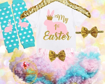 My 1st Easter Girl Outfit: Bunny Pettiskirt Set