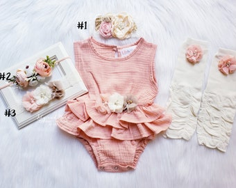 baby girl peach romper