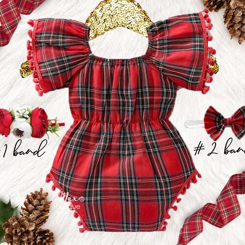 Christmas Baby Girl Romper 1st Birthday Christmas Outfit Red Etsy