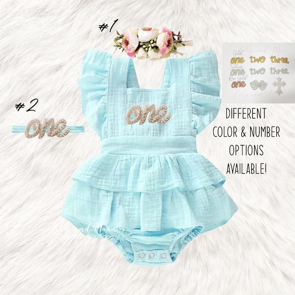 1st birthday baby girls romper, Rustic AQUA birthday romper, 1st birthday aqua baby romper girl outfit,  blue rustic baby romper