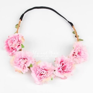 Floral baby headband, Pink floral headband, toddler headband, flower girls headband, pink headband, floral crown elastic headband