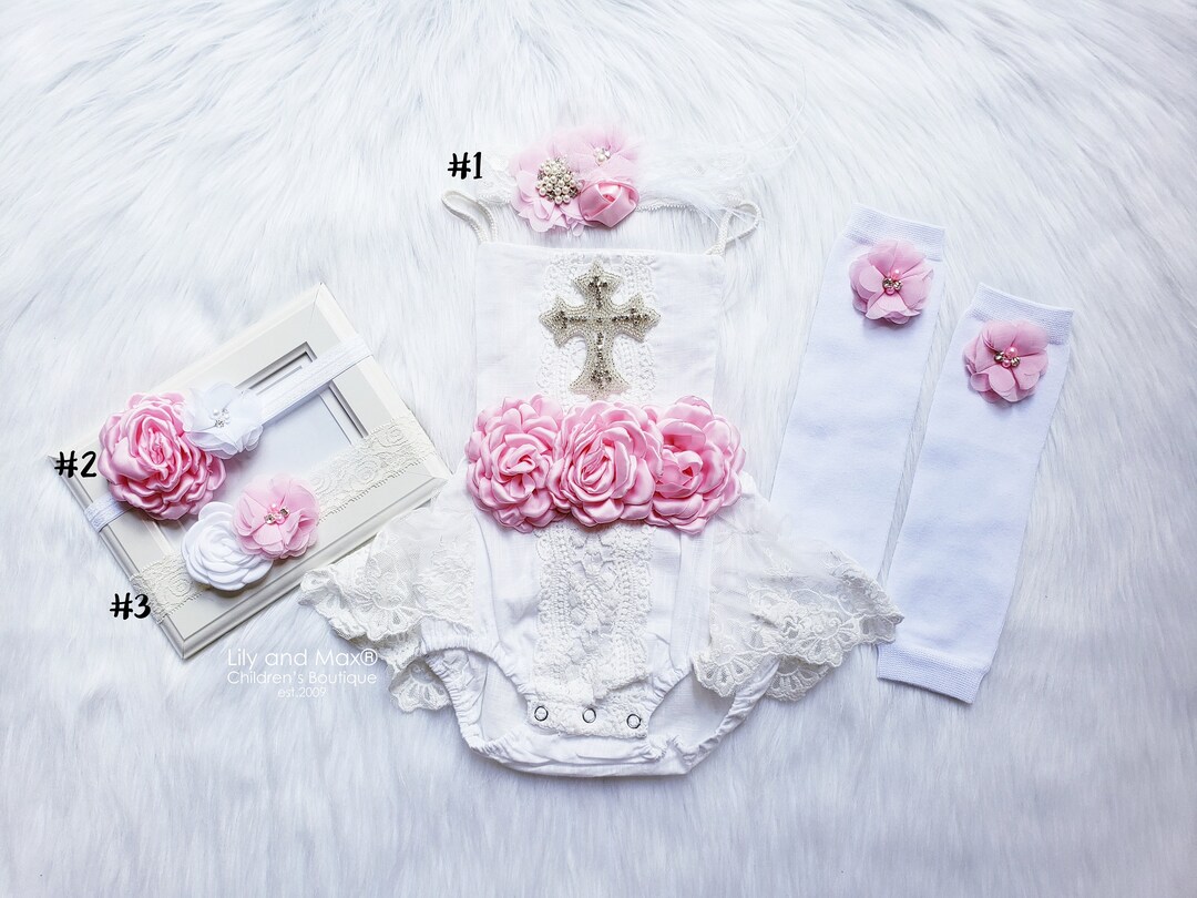 Rustic Baby Girl Baptism Romper 1st Birthday Baby Girls Boho Etsy