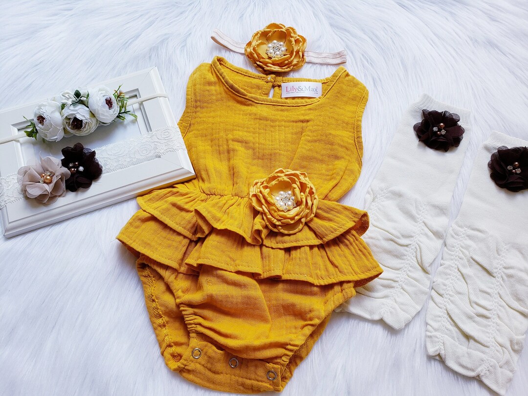 Beautiful Blended Romper For Baby Boy In Mustard Color main image 1