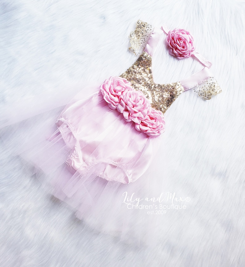 1st Birthday Baby Girls Romper Rustic Gold Sequin Birthday Etsy