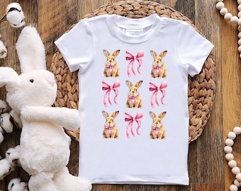 Easter baby girl shirt, Easter bunny coquette bow kid shirt, Bunny baby girl outfit, Easter bunny toddler shirt, Usa tee t-shirt