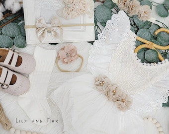 Rustic Lace Baby Romper: Boho First Birthday Outfit