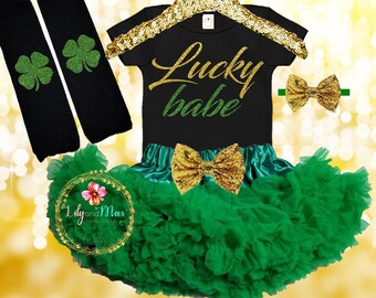 St. Patrick's Day birthday girl outfit, Lucky babe Outfit, first birthday outfit,St. Patrick's day birthday, St.Patty's smash cake outfit
