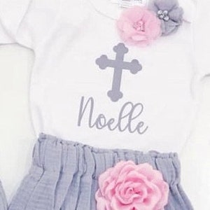 Twins boho outfit, Rustic baby girl boy gray baptism outfit,Boho girl and boy bubble short Christening outfit,Rustic baby twin gift outfit image 3