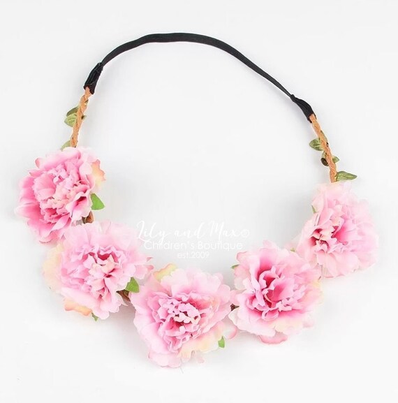 Pink Floral Baby Headband: Elegant Flower Girl Crown - Etsy display picture 2