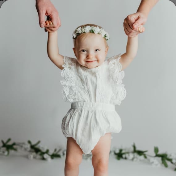 Newborn Girl Lace Onesie Infant Newborn Baby Girl White Lace