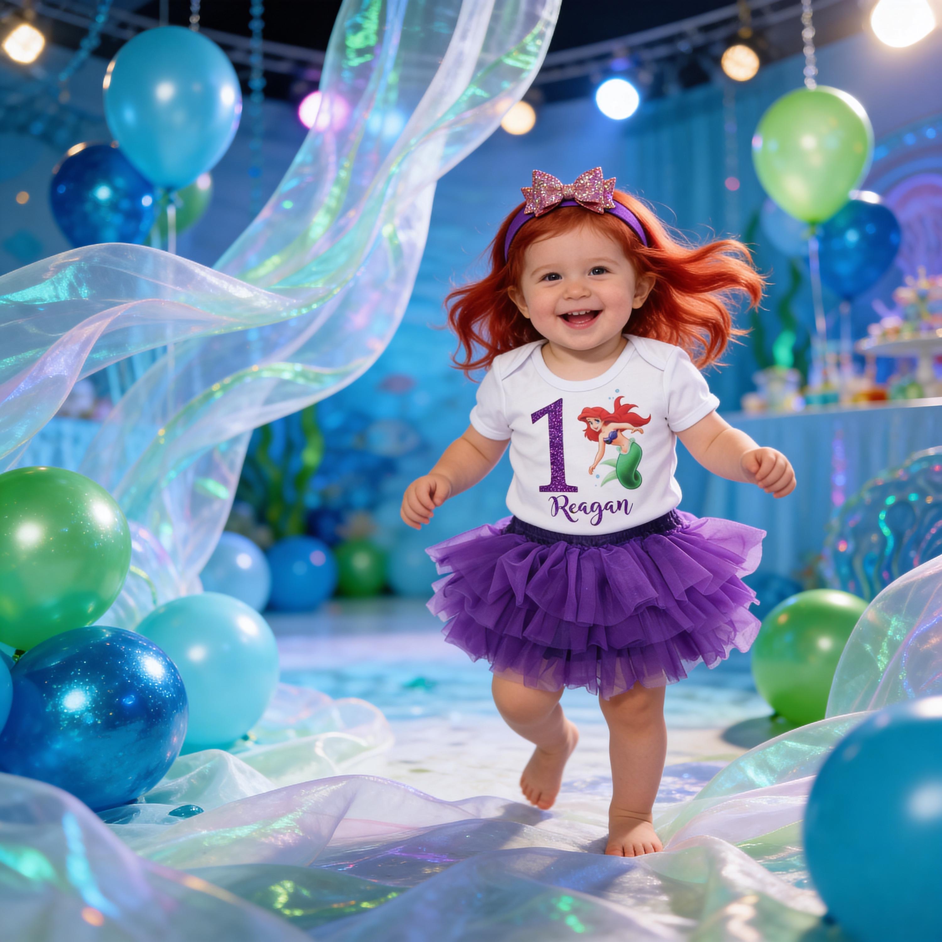 30th birthday mini dress Girl's dress little mermaid Ariel, birthday party 12-18 months US numeric
