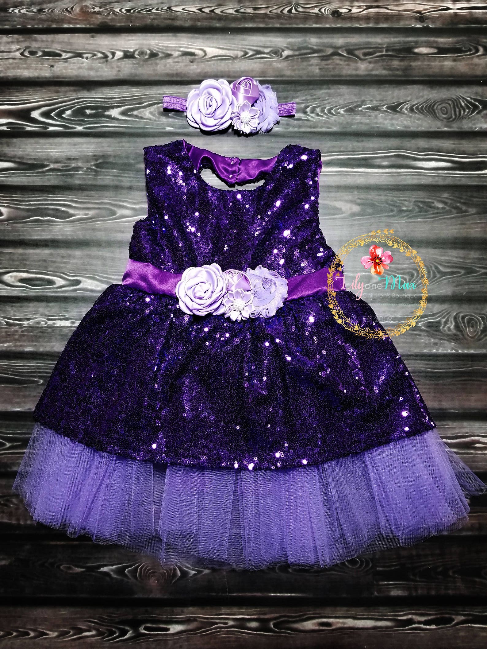 Robe En Denim Peinte à La Main Balu Fleurs Violettes - Taille 4 Fille Occasion
