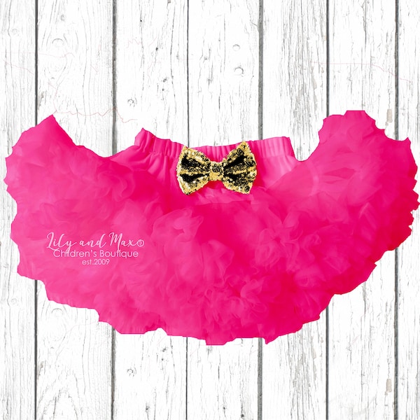 Hot pink puffy tutu, PICK your BOW 30 colors, hot pink puffy pettiskirt, baby girl hot pink pettiskirt, pettiskirt up to 10 years old