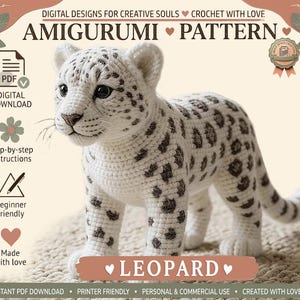 Leopard-Amigurumi-Häkelanleitung (PDF), realistische Häkeltieranleitung, Plüschtiermuster, Stofftiermuster, Amigurumi-Tiermuster