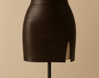 Handgemachter High-Waist Mini Rock: Eleganter schicker Schlitzrock