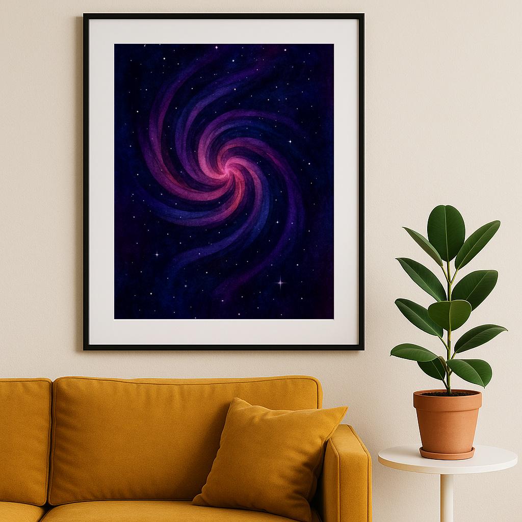 ギャラクシー水彩画ウォールアート、宇宙螺旋プリント、天体宇宙
