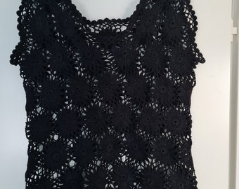 Crochet daisy top/gipsy hippie top/beach festival summer top shirt, ecofriendly cotton top. US L/ EU XL Ready to ship!