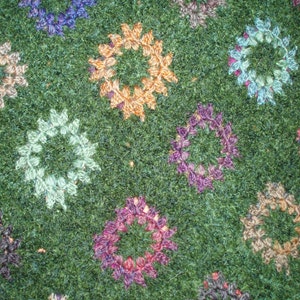 SALE Crochet 1970-s long maxi hippie bohemian festival granny square multicolor autumn flowers green skirt XL image 2