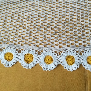 Sale! Crochet daisy curtain/ white cotton curtain/ country style curtain /boho window valance/ kitchen curtain Ready to ship!
