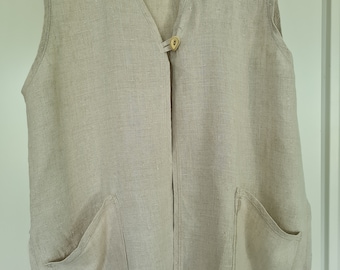 Vintage Linen vest, boho summer vest, eco clothing with pockets