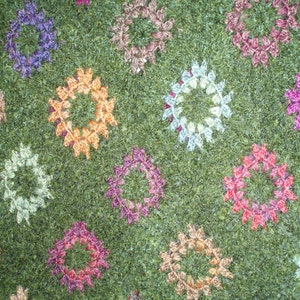 SALE Crochet 1970-s long maxi hippie bohemian festival granny square multicolor autumn flowers green skirt XL image 5