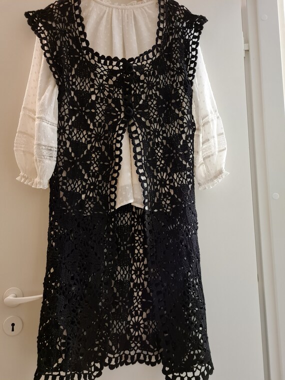 Gilet long dentelle noir hotsell
