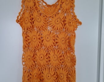 Crochet daisy top/ gipsy hippie top/ beach festival top shirt, girls yellow daisy top /summer top/ Ready to ship!