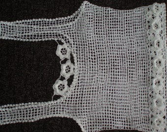 Witte gehaakte kant witte meisjesdames zomer strand haltertop, linnen hemdblouse met 3D-bloemen